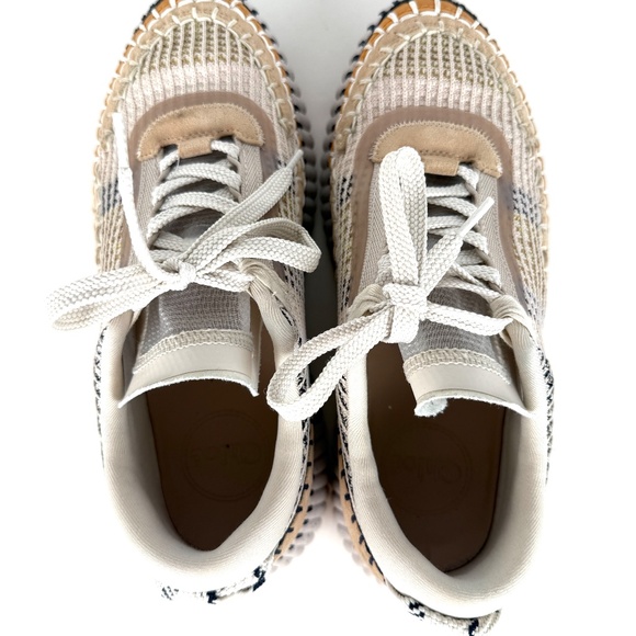 CHLOE Nama Stitch Walking Beige Biscotti Sneakers 38, 7.5 - Picture 8 of 13